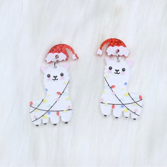 Alpaca Christmas Earrings - Picture 3 of 4
